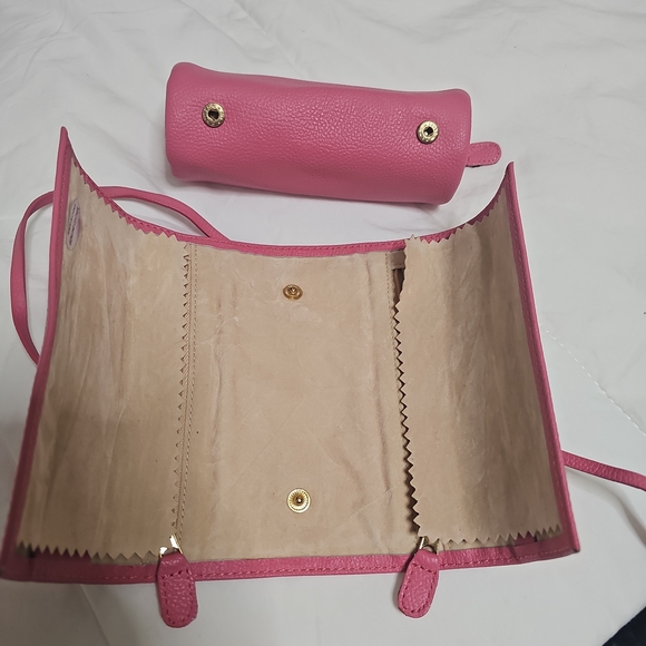 Rowallan Leather Jewelry Travel Organizer Roll Ring Earring Holder Zip Pouch Pin - Picture 5 of 6